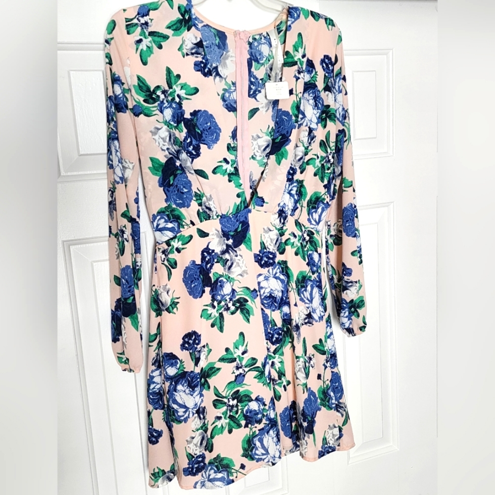 BlueBlush Long Sleeve V Cut Mini Dress